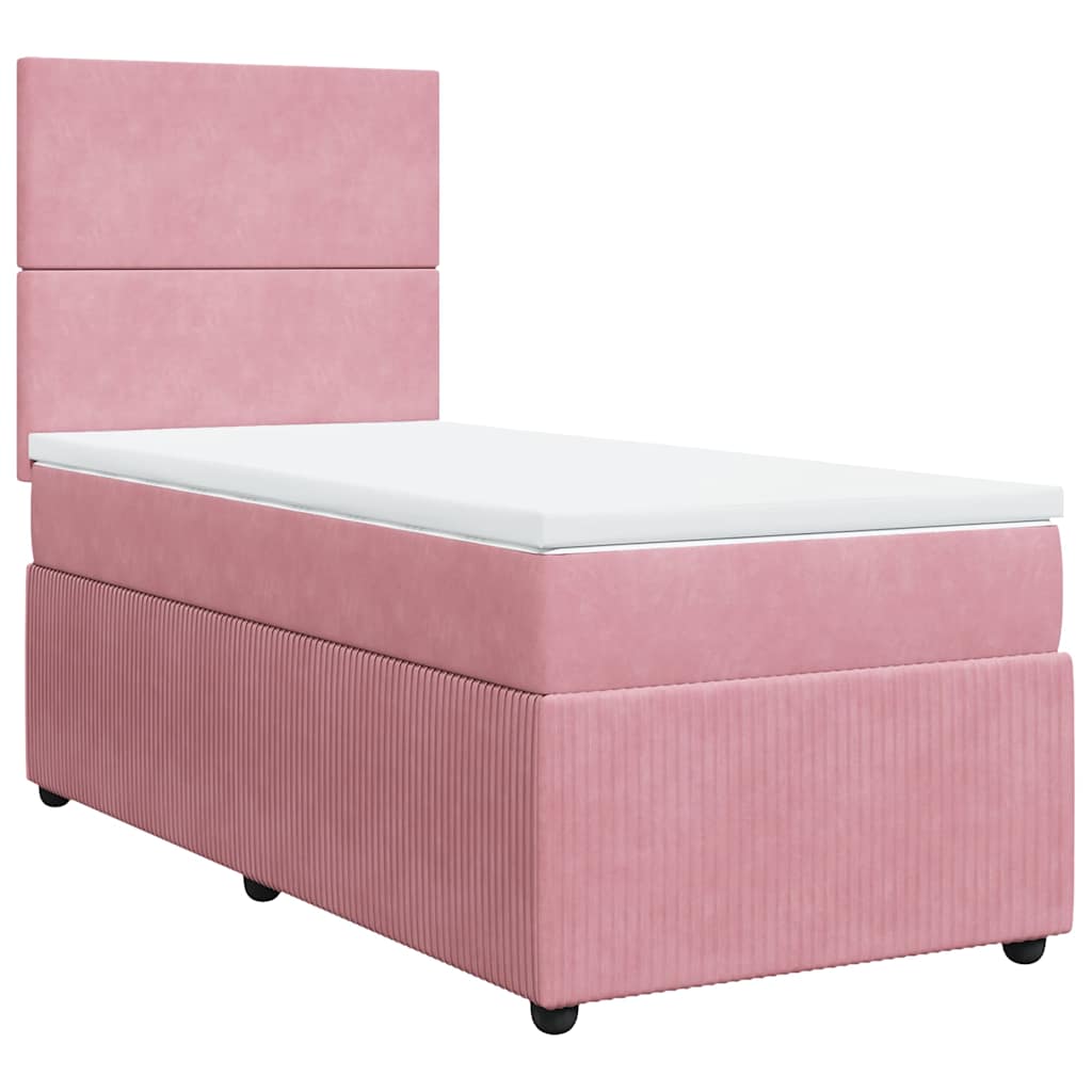 Boxspring met matras fluweel roze 90x190 cm – afbeelding 3