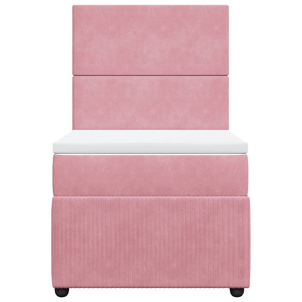 Boxspring met matras fluweel roze 90x190 cm – afbeelding 6