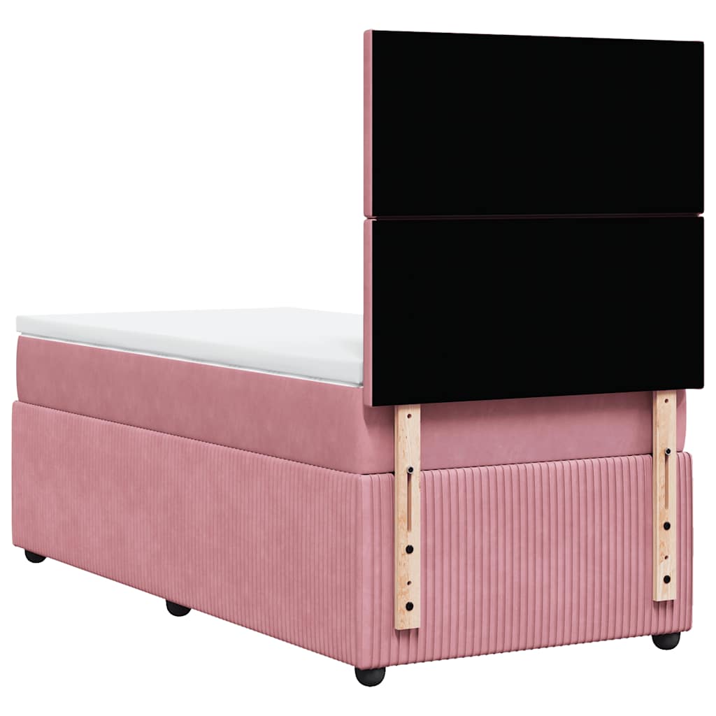 Boxspring met matras fluweel roze 90x190 cm – afbeelding 8