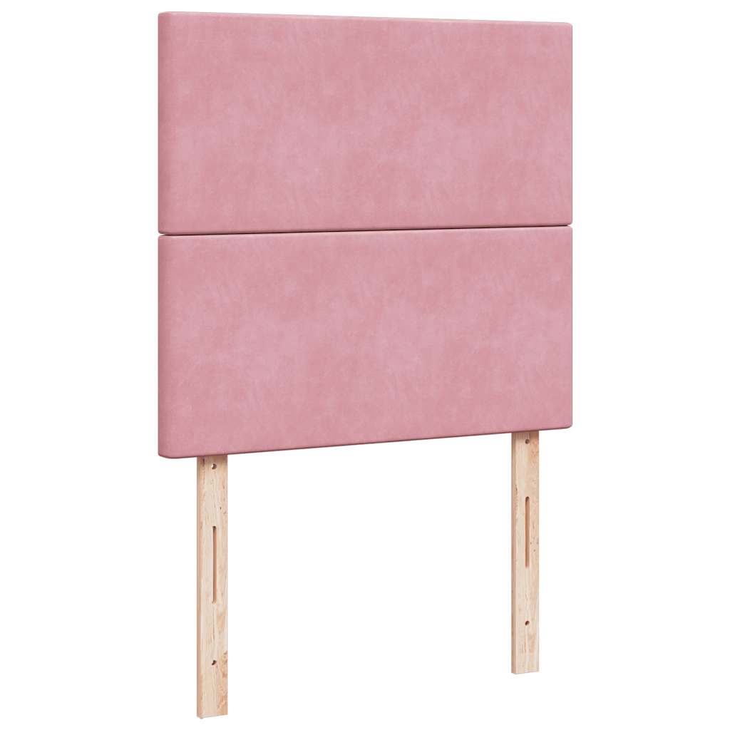 Boxspring met matras fluweel roze 90x190 cm – afbeelding 9