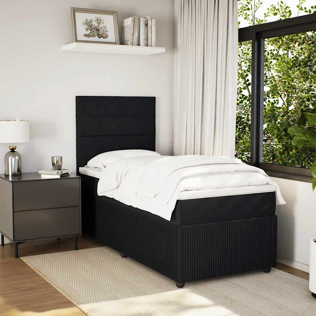 Boxspring met matras fluweel zwart 90x190 cm – afbeelding 1