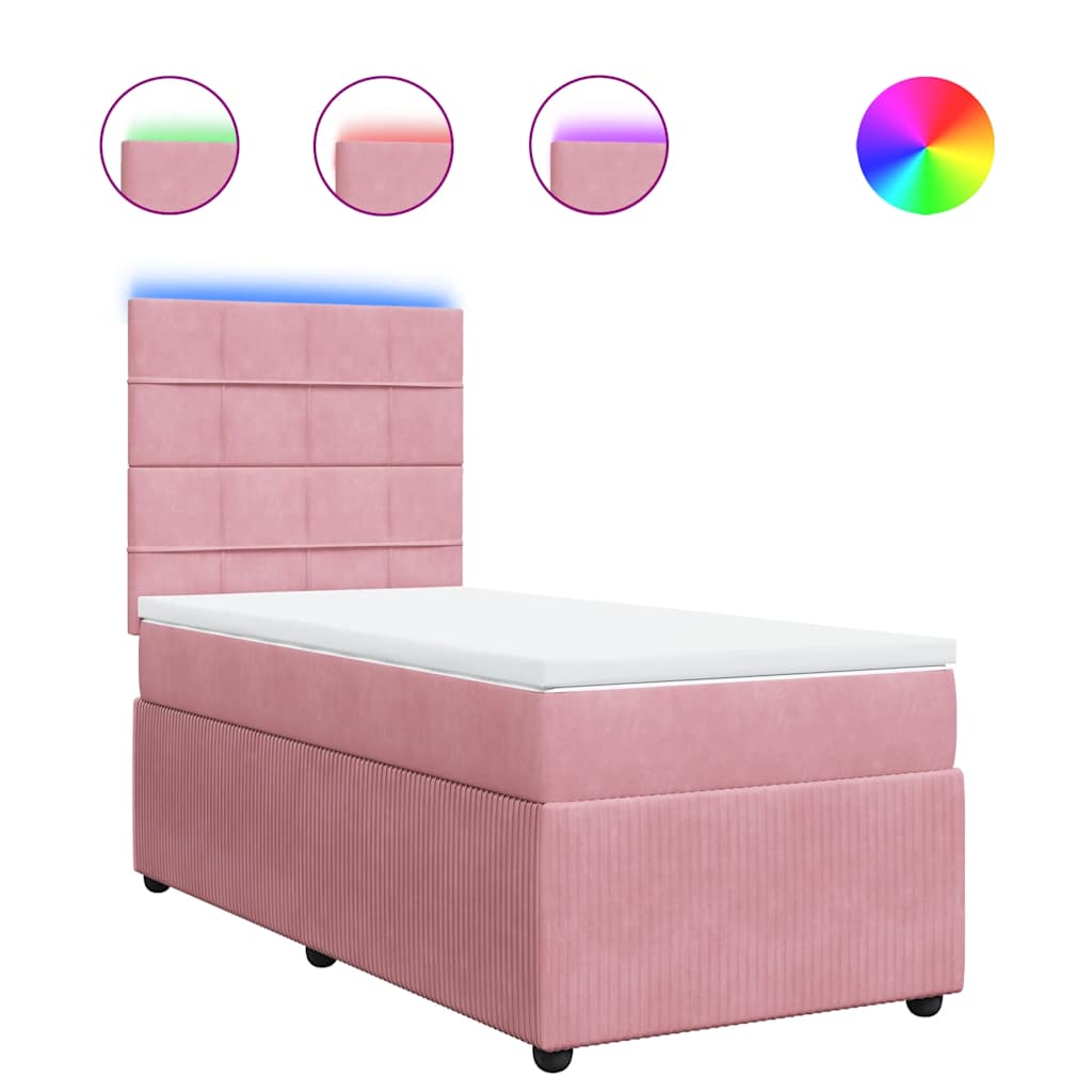 Boxspring met matras fluweel roze 90x190 cm – afbeelding 2