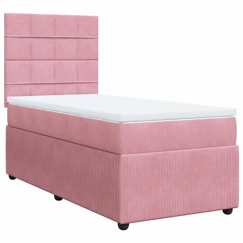 Boxspring met matras fluweel roze 90x190 cm – afbeelding 3
