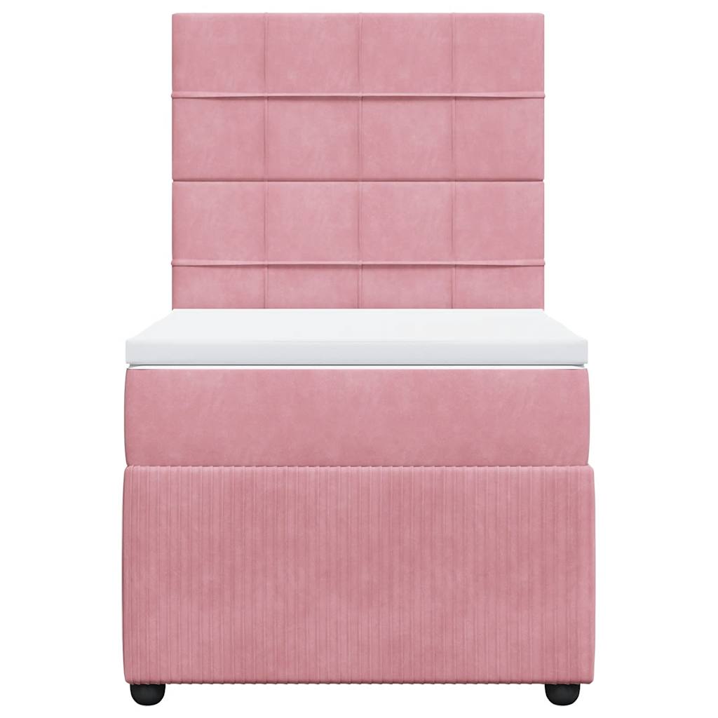 Boxspring met matras fluweel roze 90x190 cm – afbeelding 6