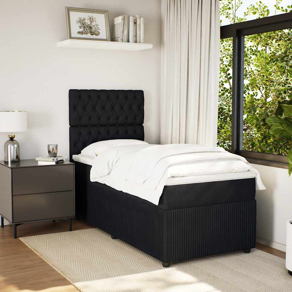 Boxspring met matras fluweel zwart 90x190 cm – afbeelding 1