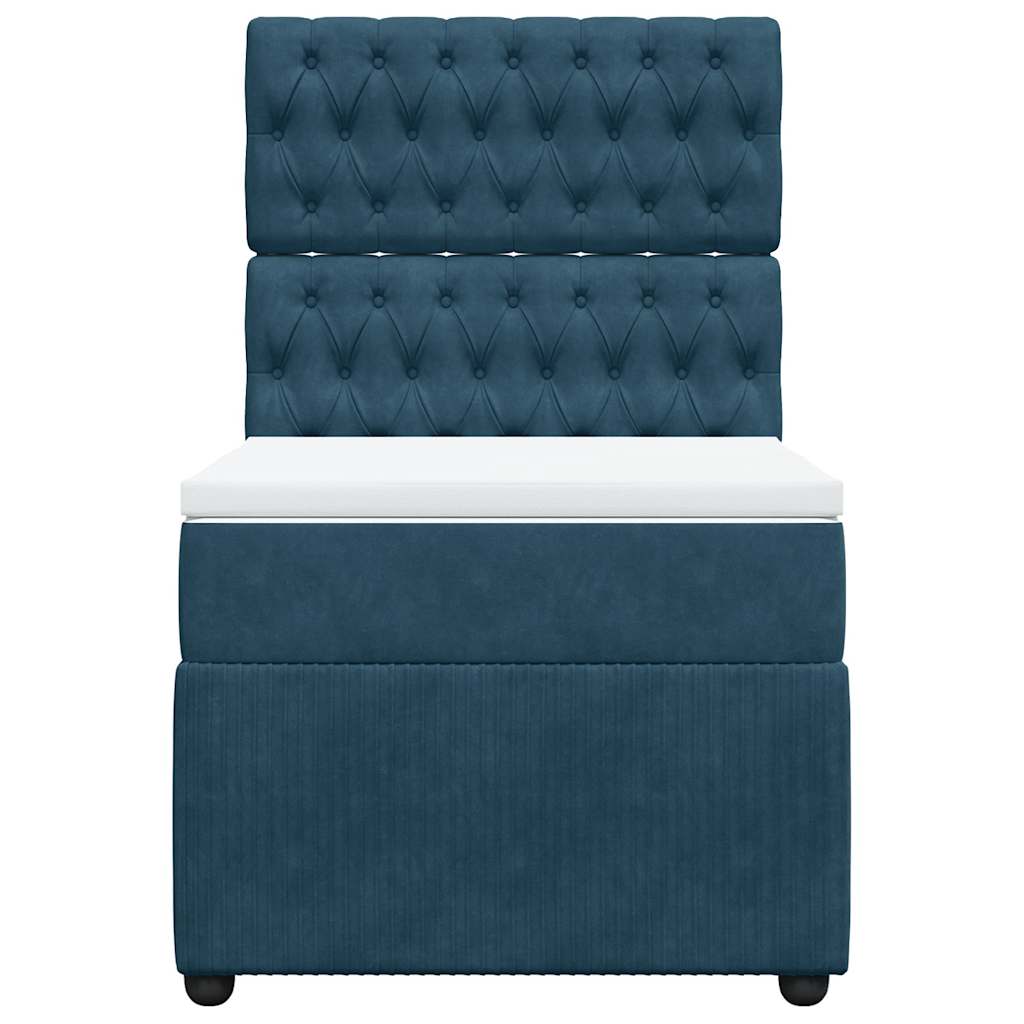 Boxspring met matras fluweel blauw 90x190 cm – afbeelding 6