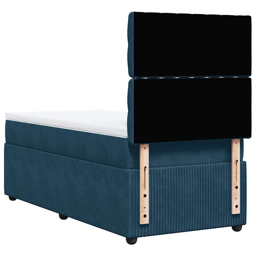 Boxspring met matras fluweel blauw 90x190 cm – afbeelding 8