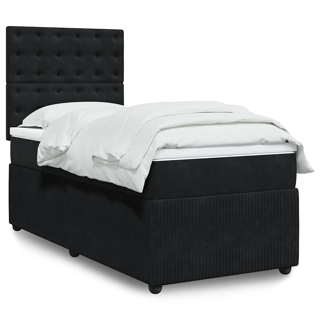 Boxspring met matras fluweel zwart 90x190 cm – afbeelding 1