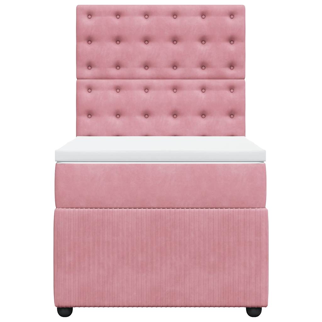 Boxspring met matras fluweel roze 90x190 cm – afbeelding 6