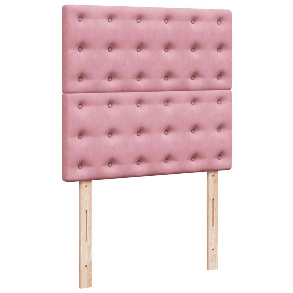 Boxspring met matras fluweel roze 90x190 cm – afbeelding 9