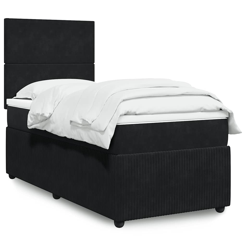 Boxspring met matras fluweel zwart 90x200 cm – afbeelding 1