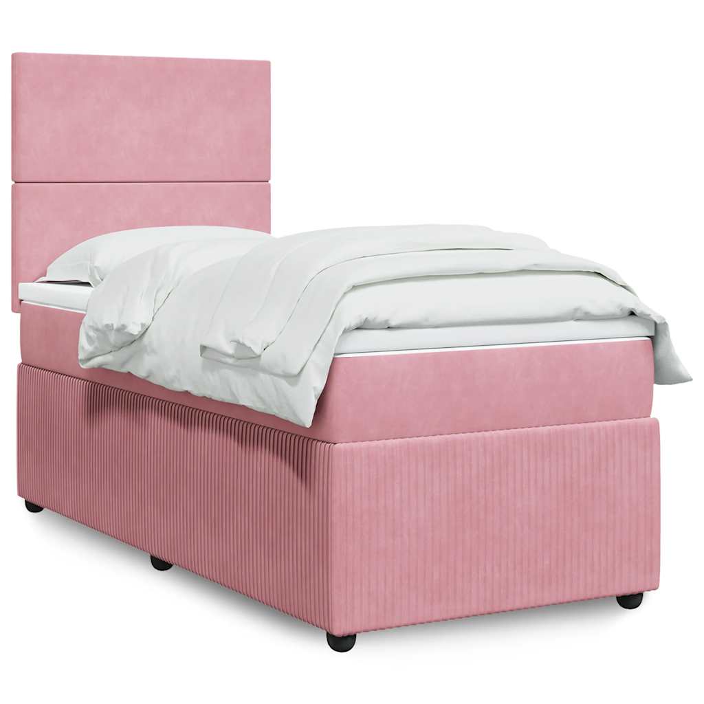 Boxspring met matras fluweel roze 90x200 cm – afbeelding 1