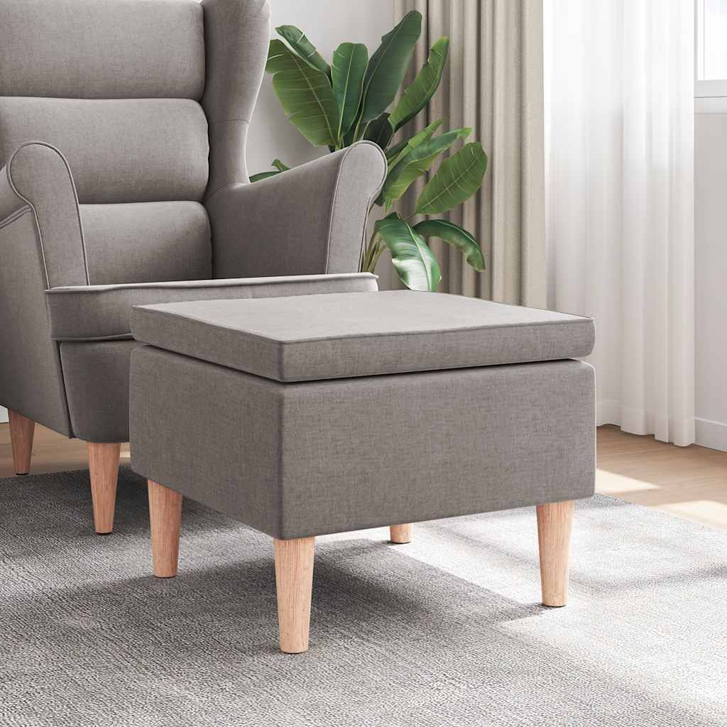 Kruk met houten poten stof taupe