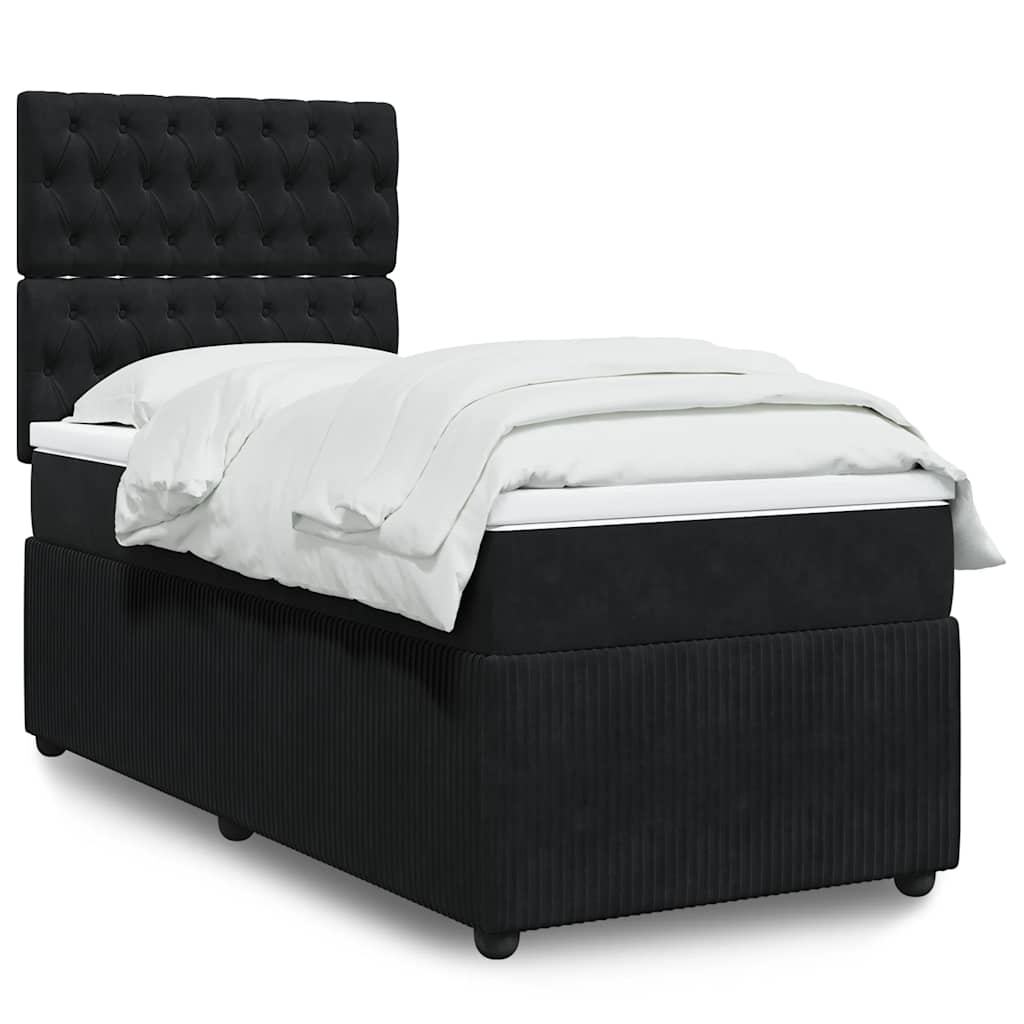 Boxspring met matras fluweel zwart 90x200 cm – afbeelding 1