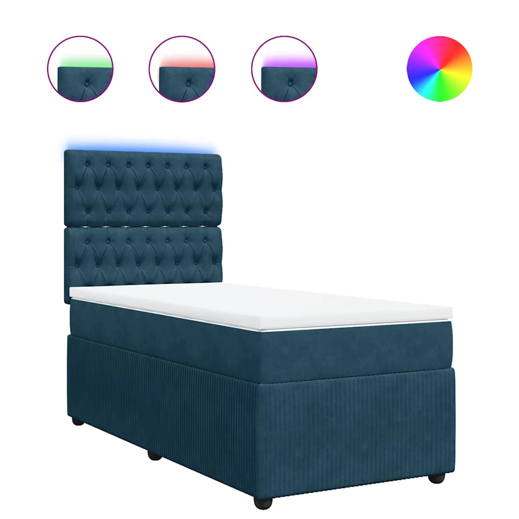 Boxspring met matras fluweel blauw 90x200 cm – afbeelding 2