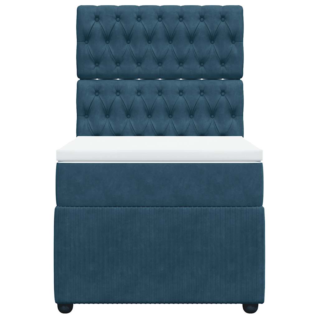 Boxspring met matras fluweel blauw 90x200 cm – afbeelding 6