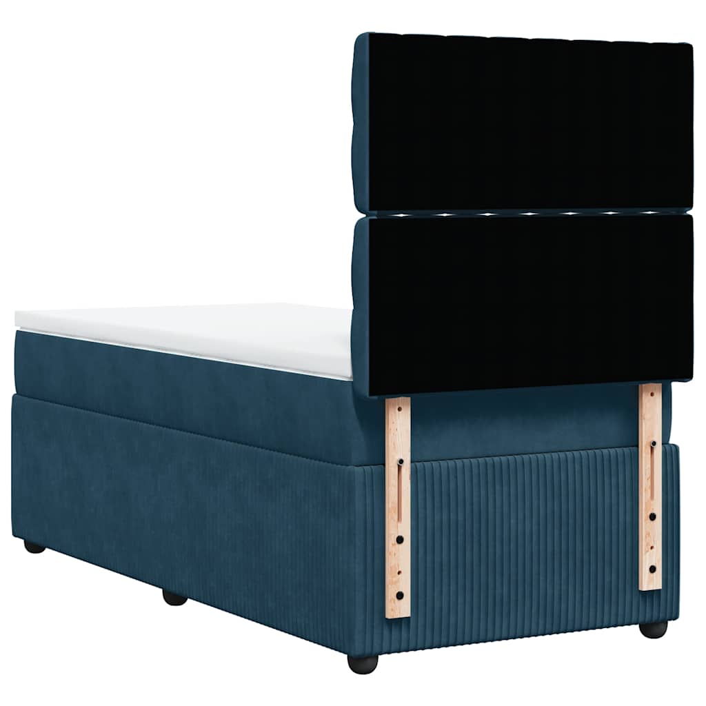 Boxspring met matras fluweel blauw 90x200 cm – afbeelding 8