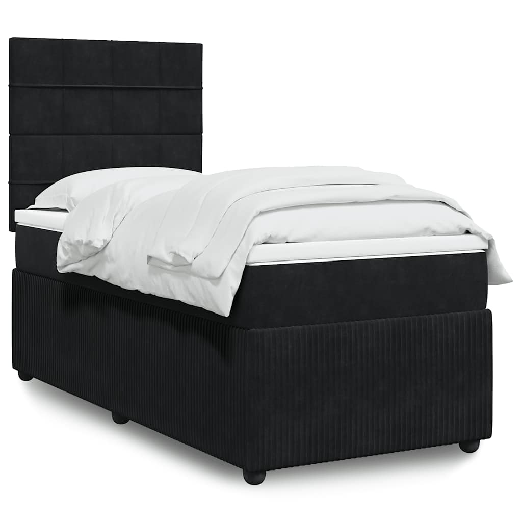 Boxspring met matras fluweel zwart 100x200 cm – afbeelding 1