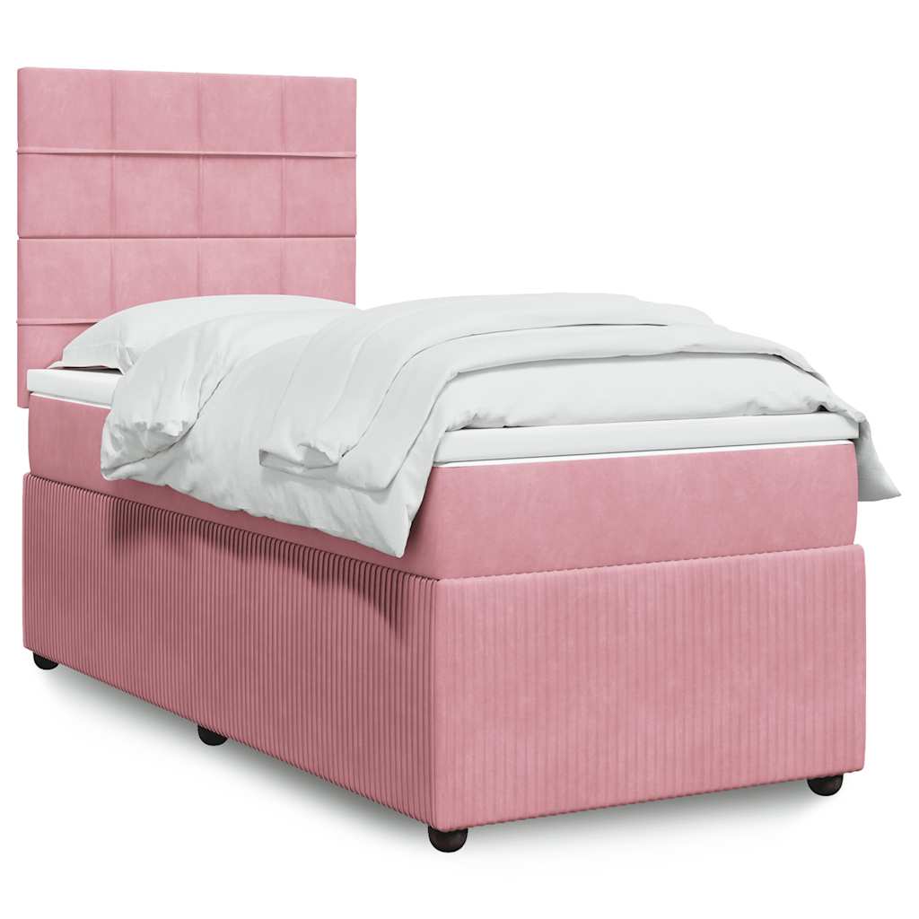 Boxspring met matras fluweel roze 100x200 cm – afbeelding 1