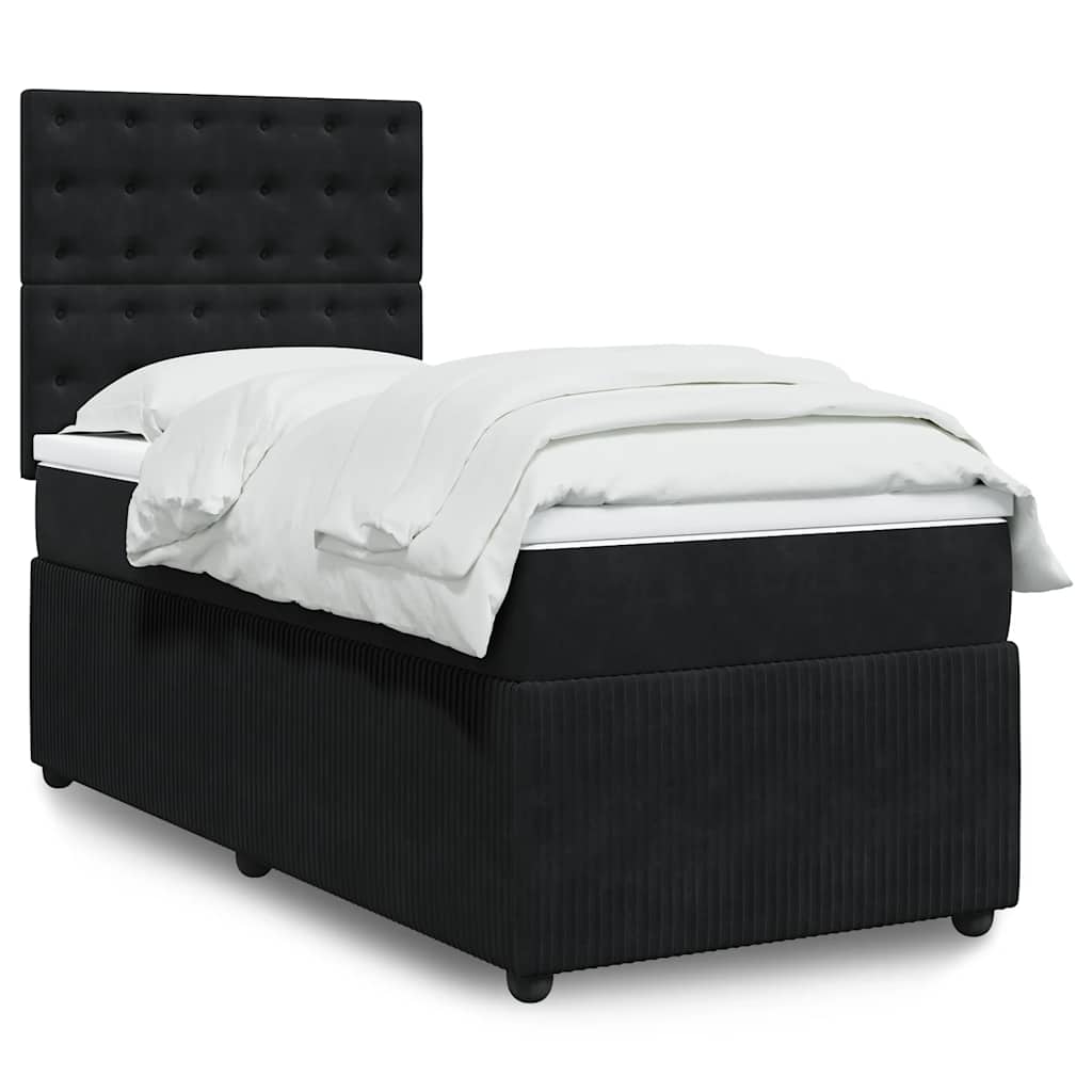 Boxspring met matras fluweel zwart 100x200 cm – afbeelding 1