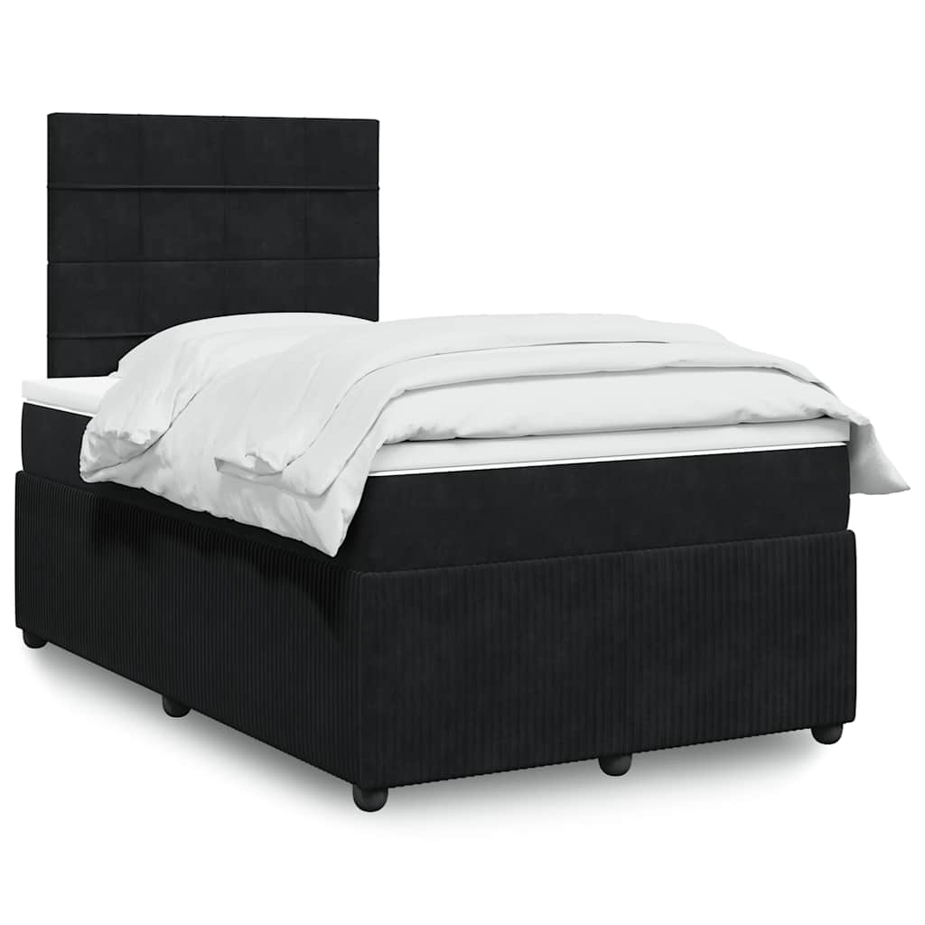Boxspring met matras fluweel zwart 120x190 cm – afbeelding 1