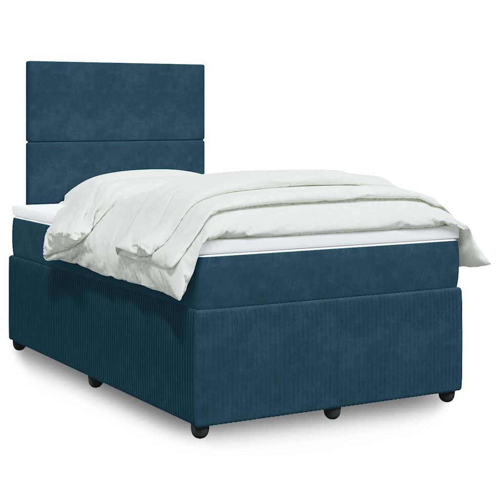 Boxspring met matras fluweel blauw 120x200 cm – afbeelding 1