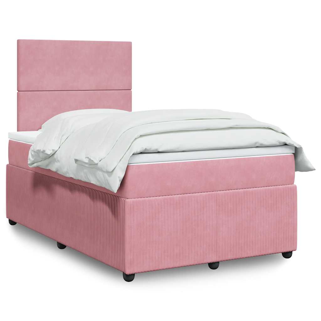 Boxspring met matras fluweel roze 120x200 cm – afbeelding 1