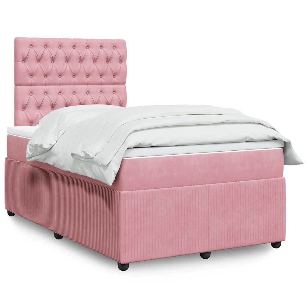 Boxspring met matras fluweel roze 120x200 cm – afbeelding 1