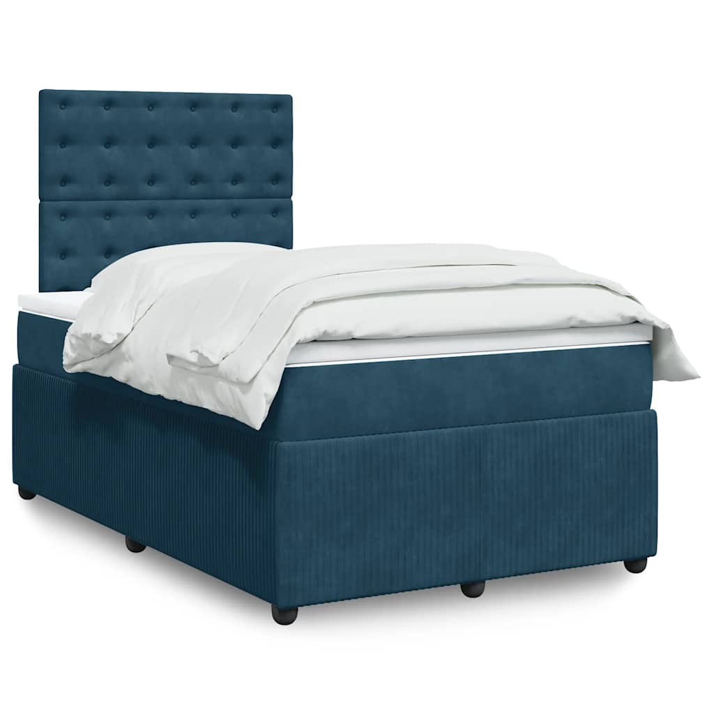 Boxspring met matras fluweel blauw 120x200 cm – afbeelding 1