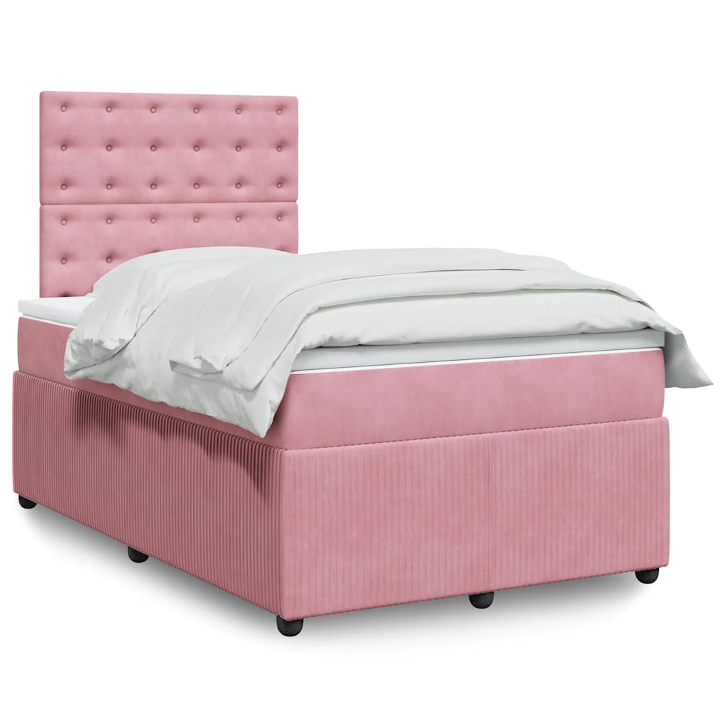 Boxspring met matras fluweel roze 120x200 cm – afbeelding 1