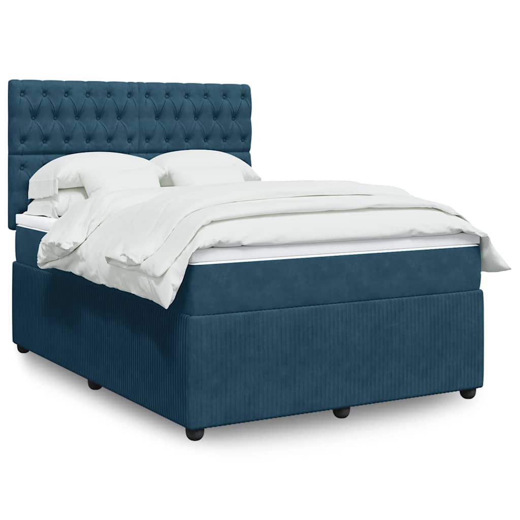 Boxspring met matras fluweel blauw 140x190 cm
