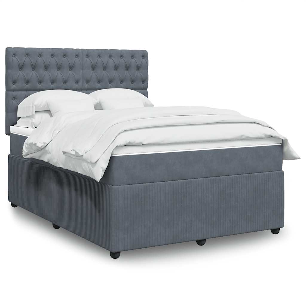 Boxspring met matras fluweel donkergrijs 160x200 cm – afbeelding 1