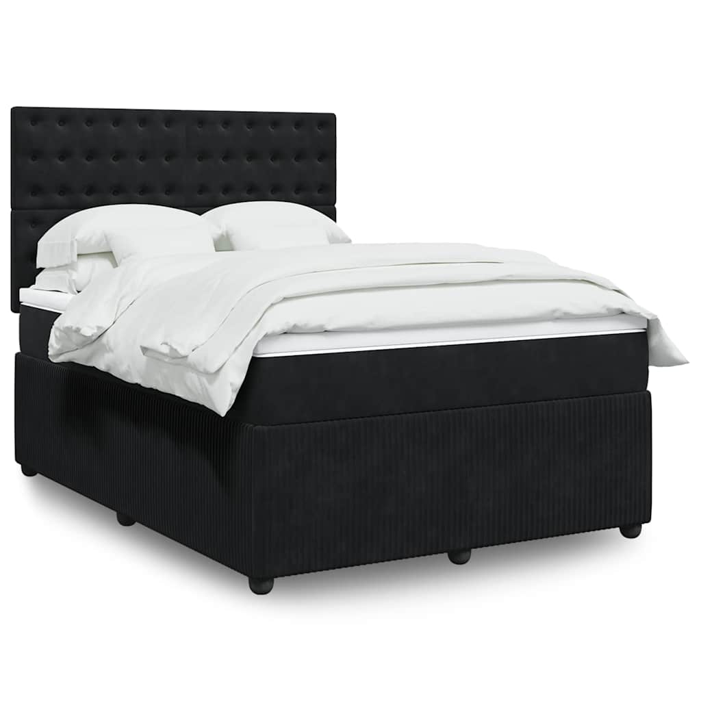 Boxspring met matras fluweel zwart 160x200 cm – afbeelding 1