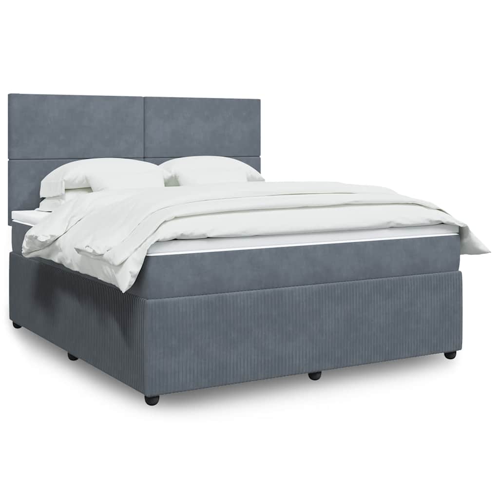 Boxspring met matras fluweel donkergrijs 180x200 cm – afbeelding 1