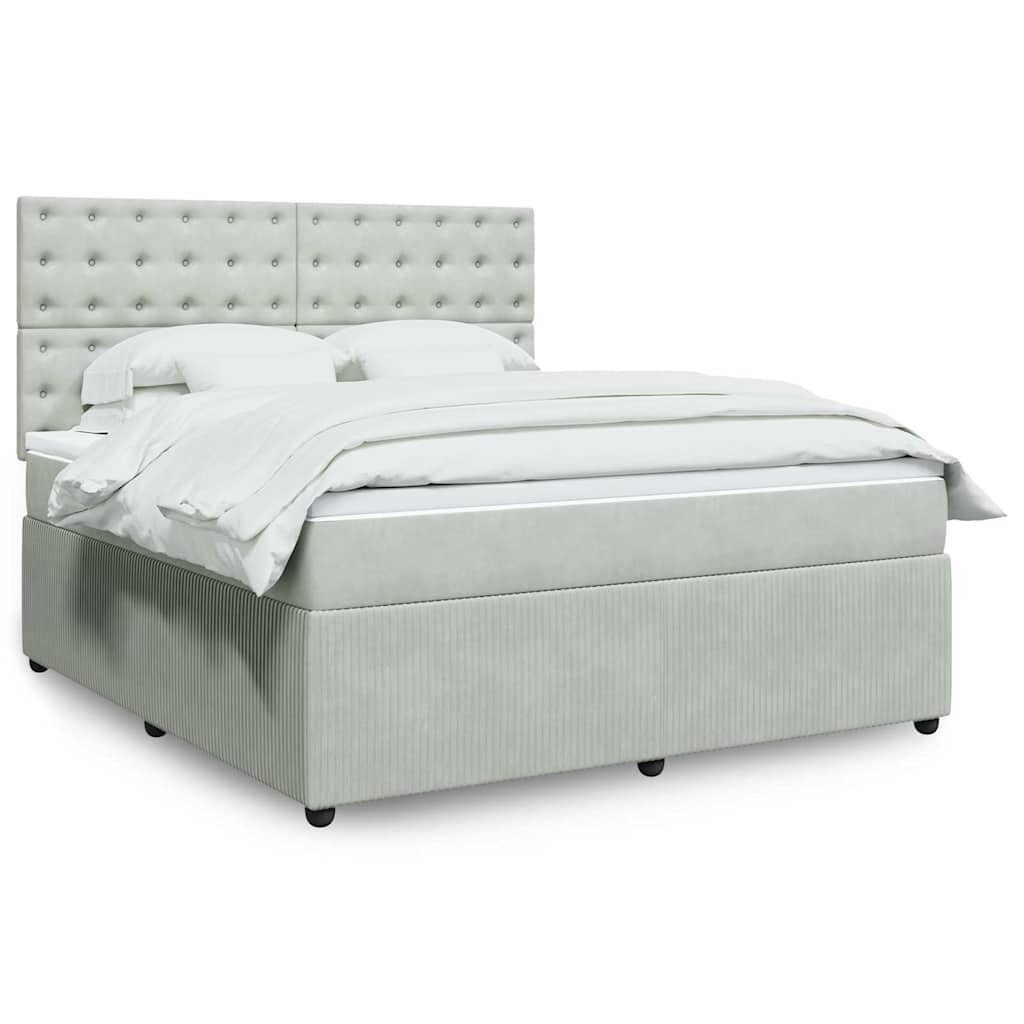 Boxspring met matras fluweel lichtgrijs 180x200 cm – afbeelding 1