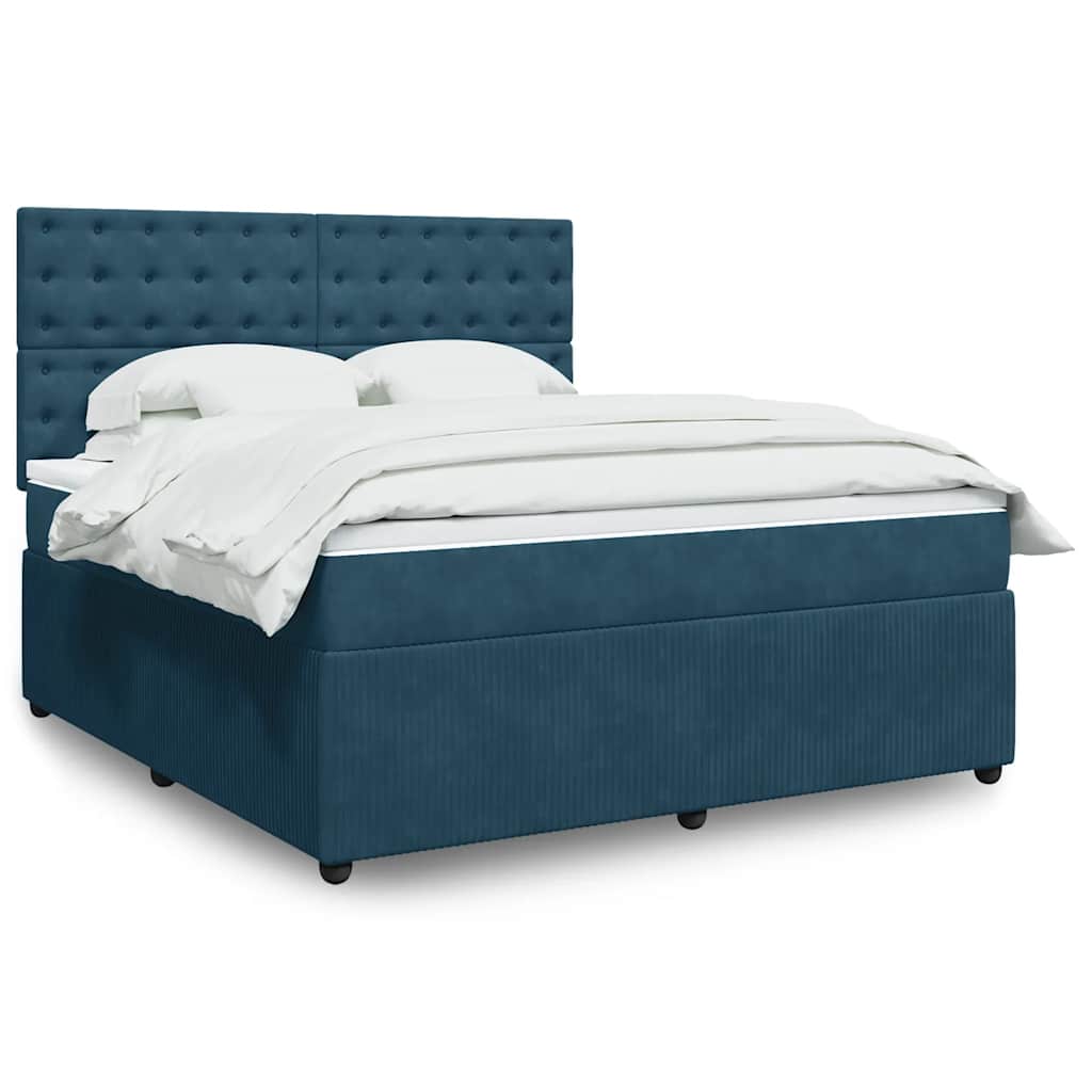 Boxspring met matras fluweel blauw 180x200 cm – afbeelding 1