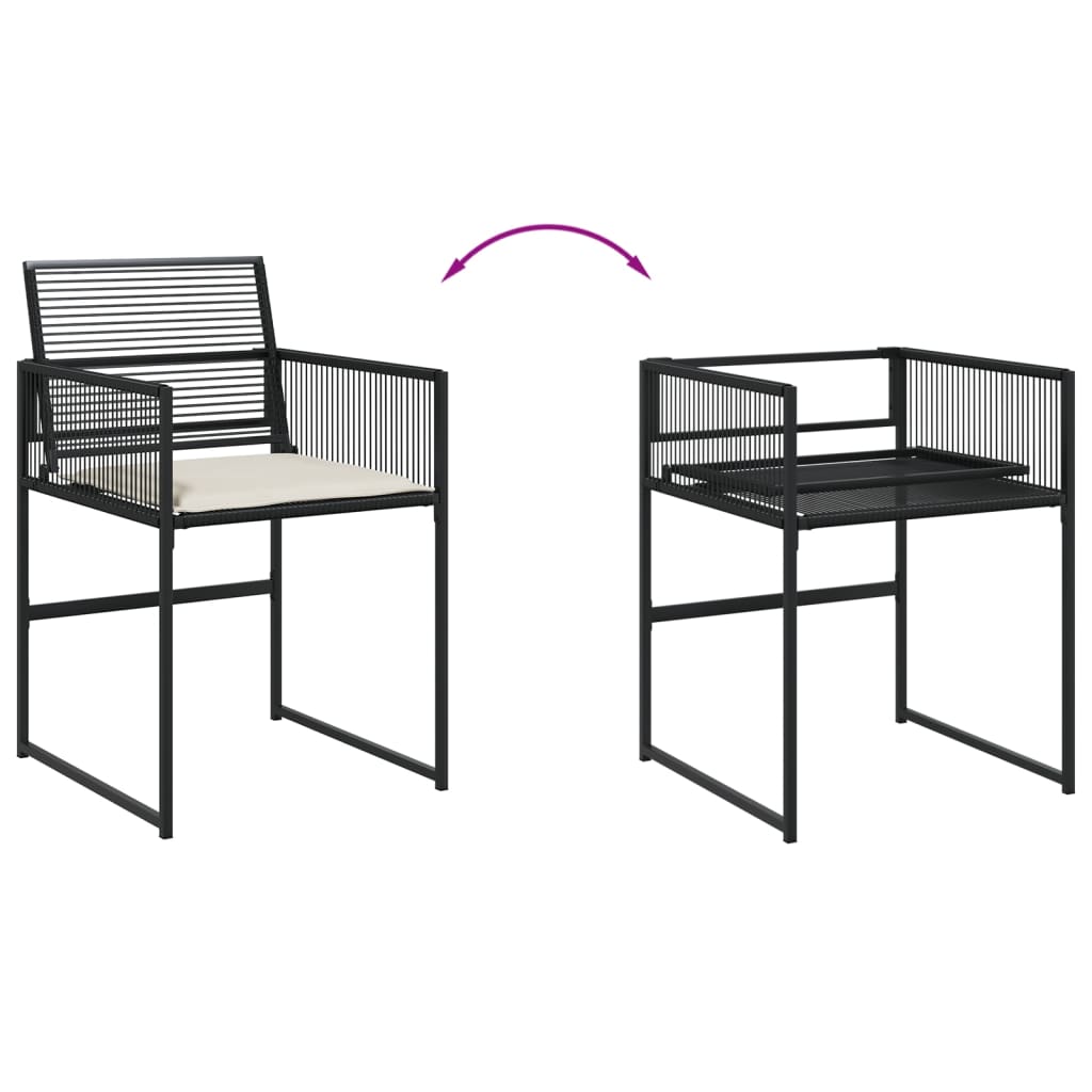 5-delige Tuinset met kussens poly rattan zwart – afbeelding 8