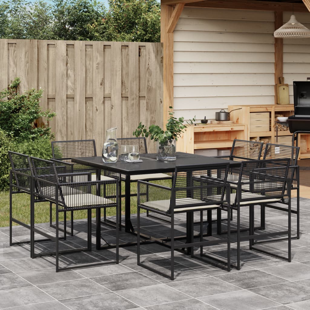 9-delige Tuinset poly rattan zwart – afbeelding 1