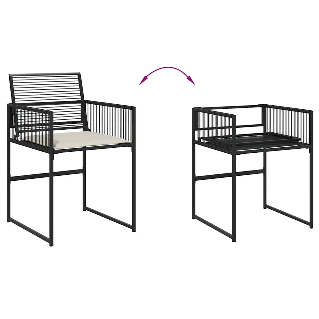7-delige Tuinset met kussens poly rattan zwart – afbeelding 4