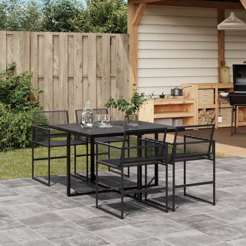 5-delige Tuinset poly rattan zwart – afbeelding 1