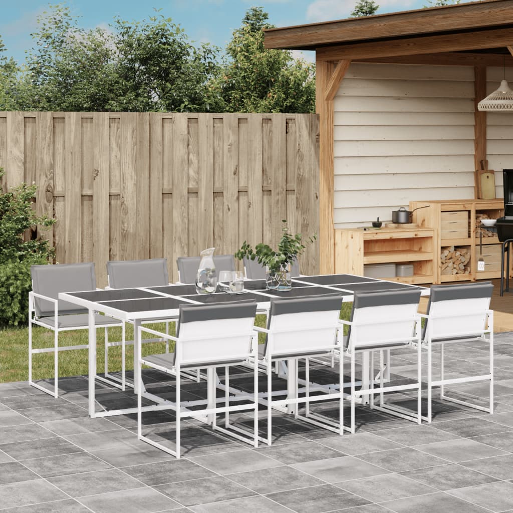 9-delige Tuinset met kussens textileen wit – afbeelding 1
