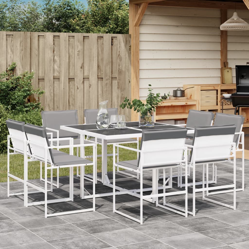 9-delige Tuinset met kussens textileen wit – afbeelding 1