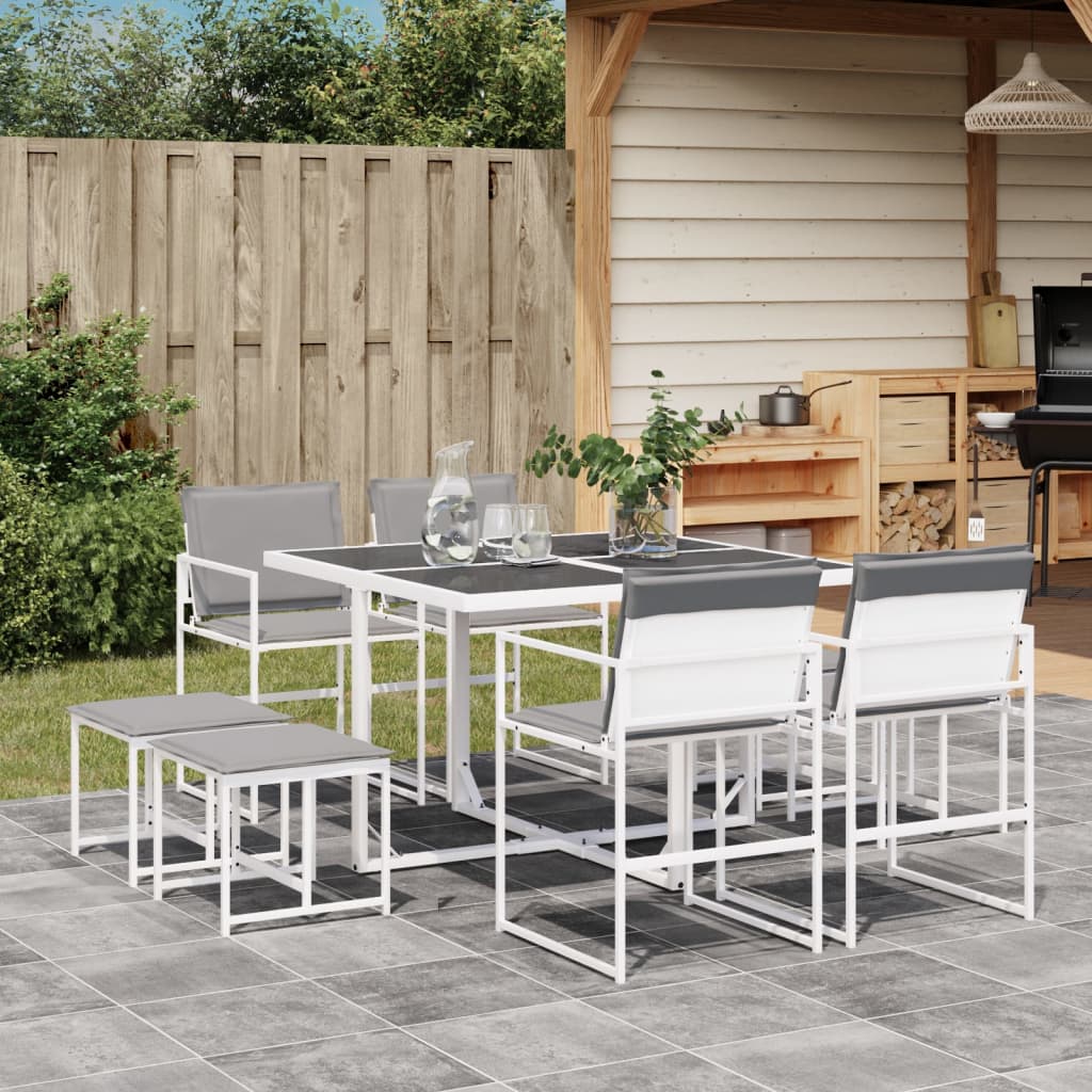 9-delige Tuinset met kussens textileen wit – afbeelding 1