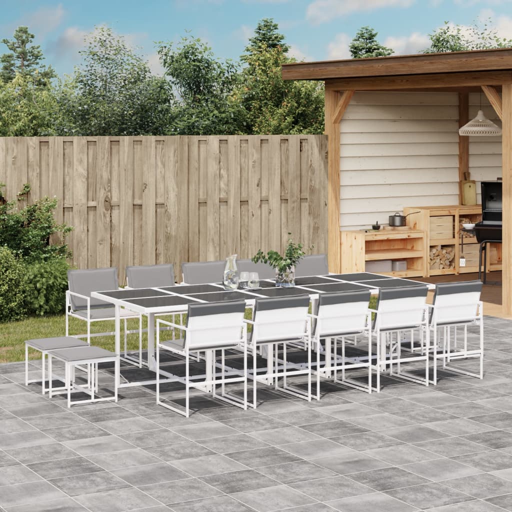 15-delige Tuinset met kussens textileen wit – afbeelding 1