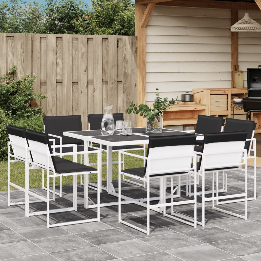 9-delige Tuinset met kussens textileen wit – afbeelding 1