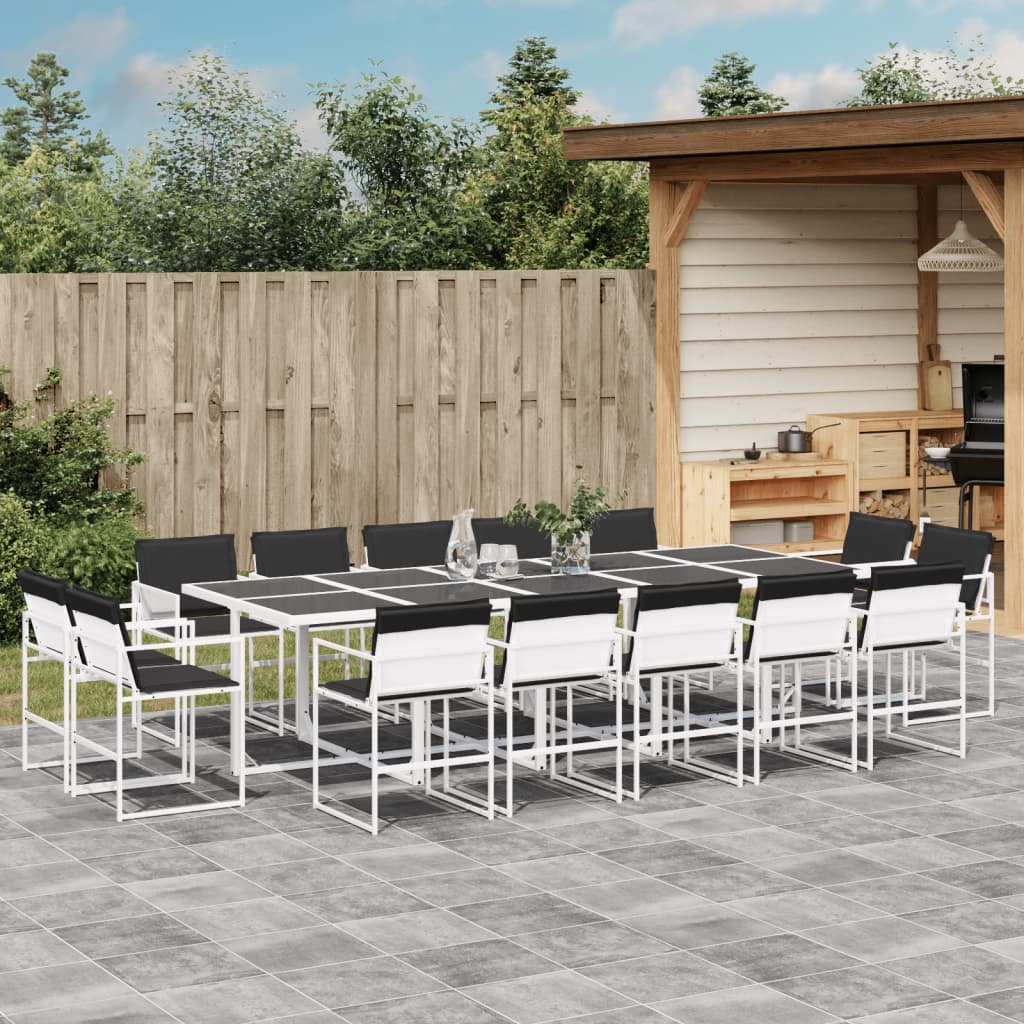 15-delige Tuinset met kussens textileen wit – afbeelding 1