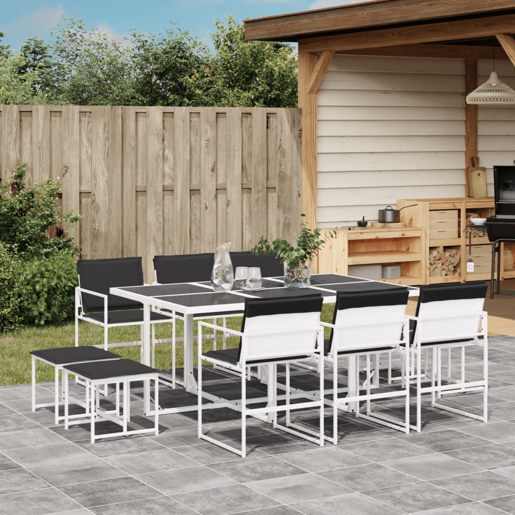 11-delige Tuinset met kussens textileen wit – afbeelding 1