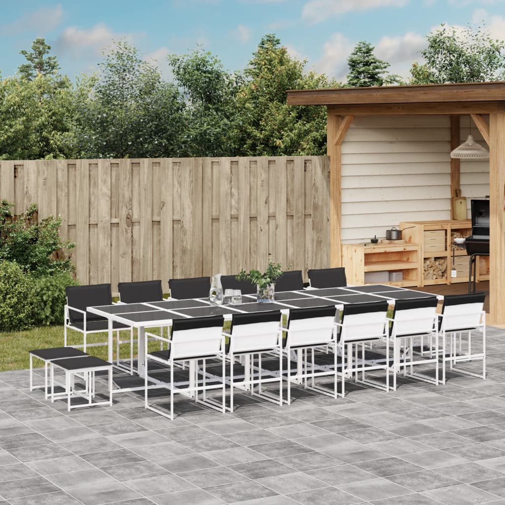 17-delige Tuinset met kussens textileen wit – afbeelding 1