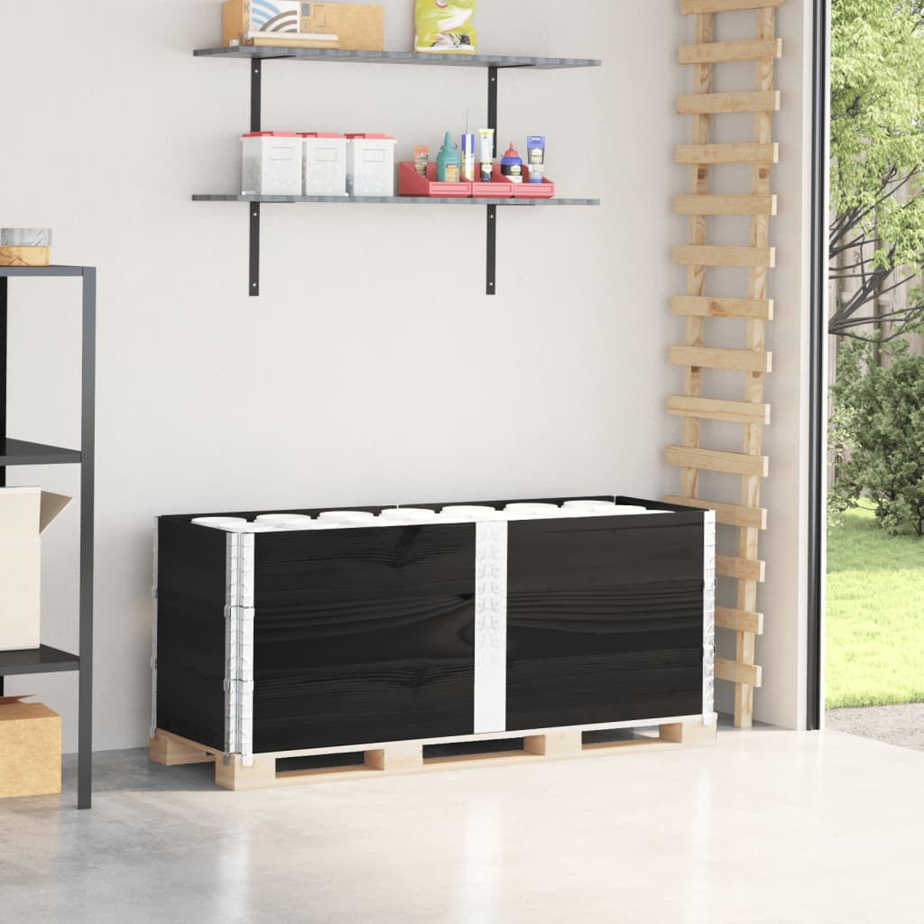 Palletopzetranden 3 st 150x50 cm massief grenenhout zwart