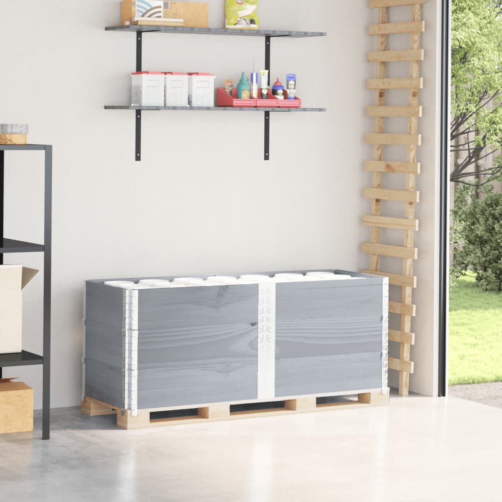 Palletopzetranden 3 st 150x50 cm massief grenenhout grijs